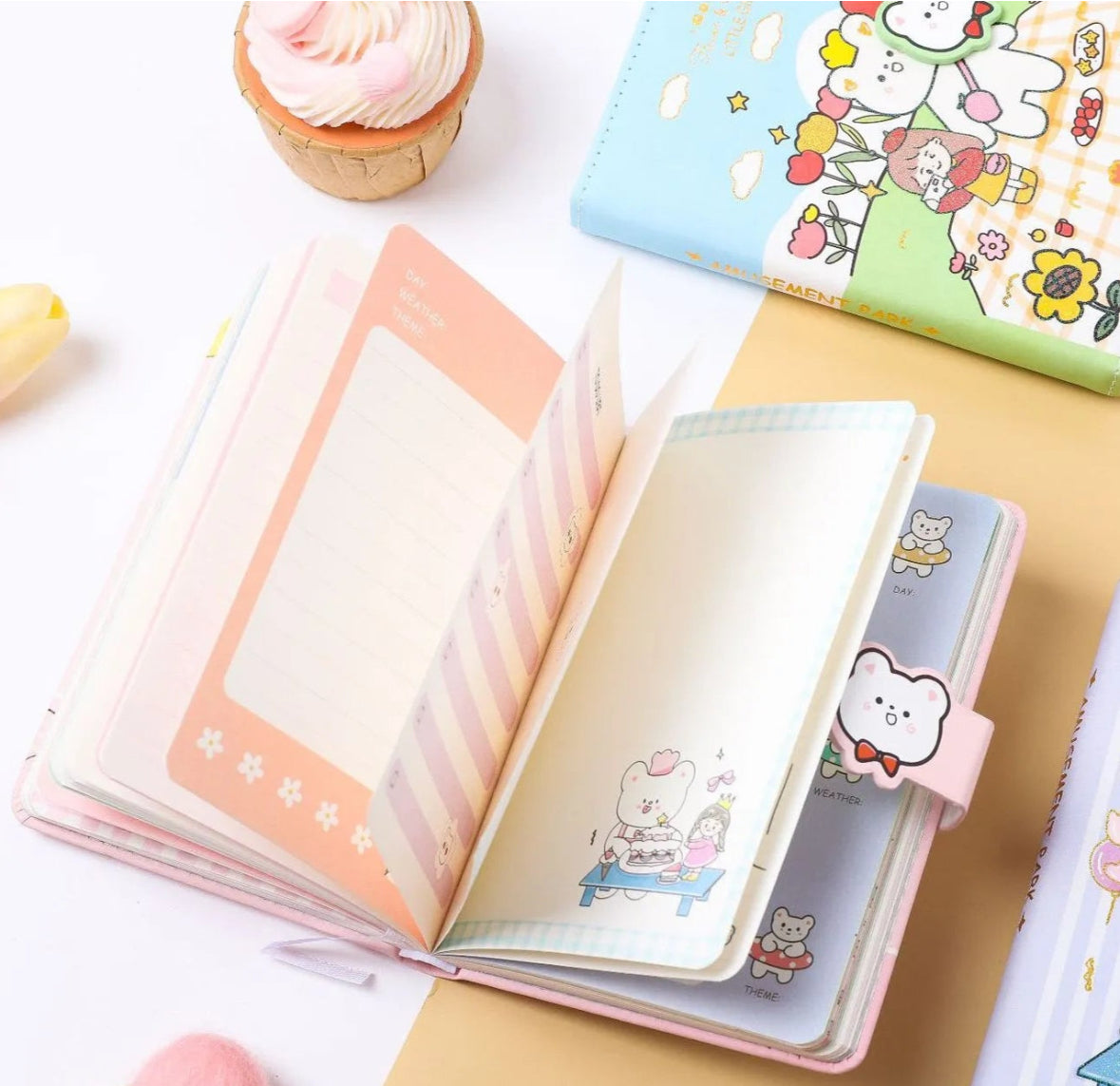 Happy friends diary with magnetic clasp