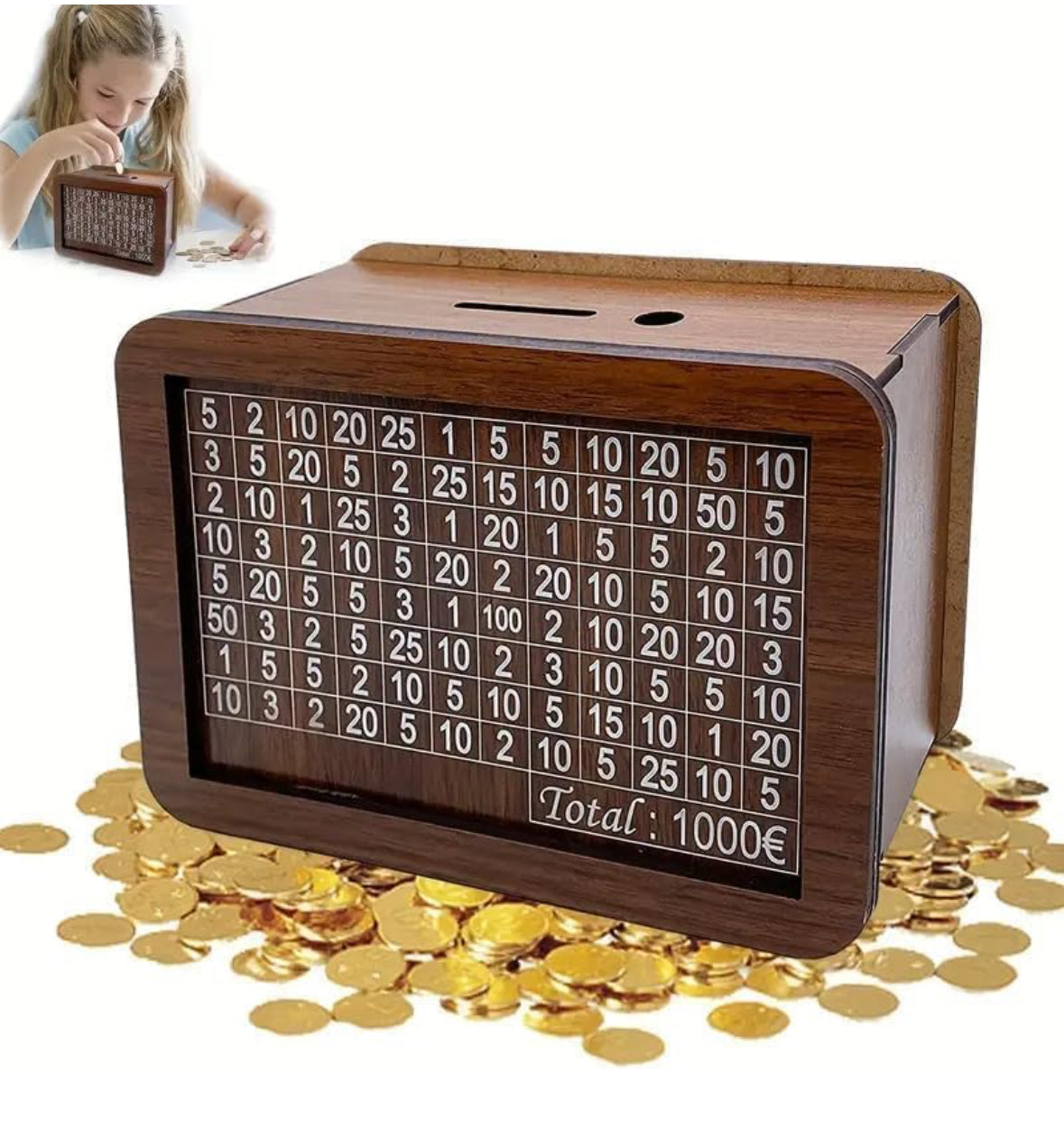 Wooden Money Piggy Bank Box