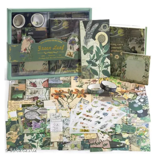 Vintage Aesthetic Scrapbook Kit ( Green leaf theme )