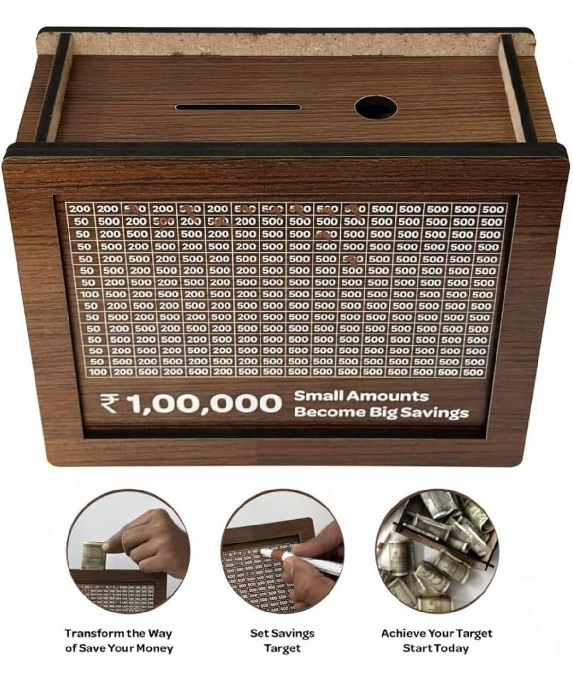 Wooden Money Piggy Bank Box
