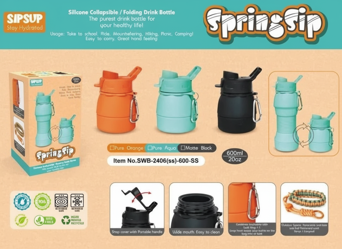 SpringSip- Foldable Water Bottle
