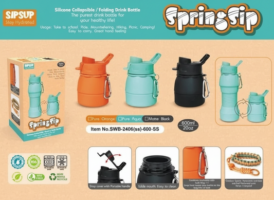 SpringSip- Foldable Water Bottle