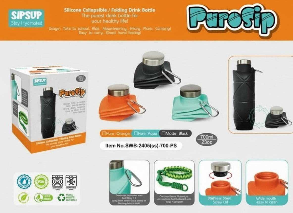 PuroSip- Diamond-Fold Water Bottle